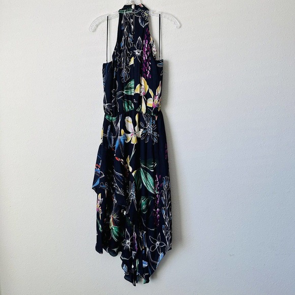 Parker Julieta Blue Floral High Neck Asymmetrical Dress - Picture 7 of 7